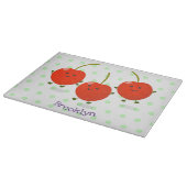 Cute springing red cherries cartoon illustratie snijplank (Hoek)