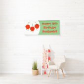 Cute springing red cherries cartoon illustratie spandoek (Insitu)