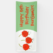 Cute springing red cherries cartoon illustratie spandoek (Verticaal)