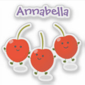 Cute springing red cherries cartoon illustratie sticker (Voorkant)