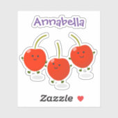 Cute springing red cherries cartoon illustratie sticker (Vel)
