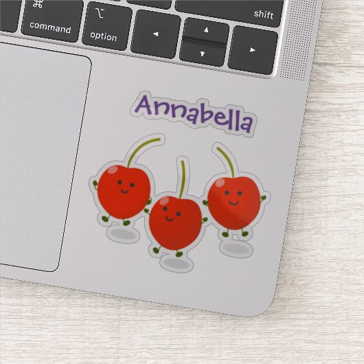 Cute springing red cherries cartoon illustratie sticker (Detail)