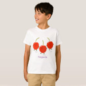 Cute springing red cherries cartoon illustratie t-shirt (Voorkant volledig)