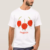 Cute springing red cherries cartoon illustratie t-shirt (Voorkant)