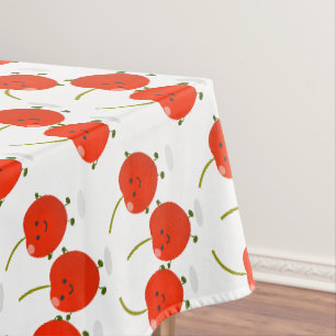 Cute springing red cherries cartoon illustratie tafelkleed