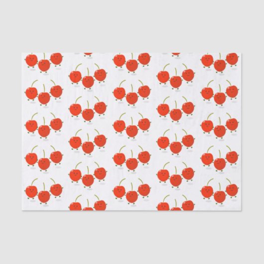 Cute springing red cherries cartoon illustratie tissuepapier (Voorkant)