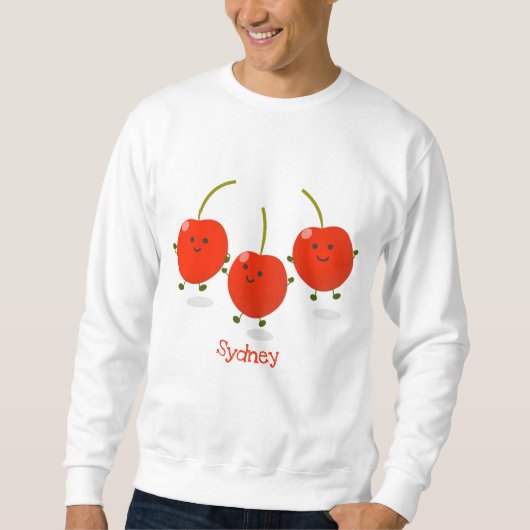 Cute springing red cherries cartoon illustratie trui (Voorkant)