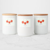 Cute springing red cherries cartoon illustratie voedselcontainer etiket (Flessen)