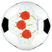 Cute springing red cherries cartoon illustratie voetbal (Gedraaid)