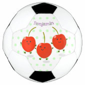 Cute springing red cherries cartoon illustratie voetbal (Voorkant)