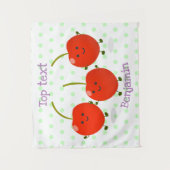 Cute springing red cherries cartoon illustratie wandkleed (Voorkant)
