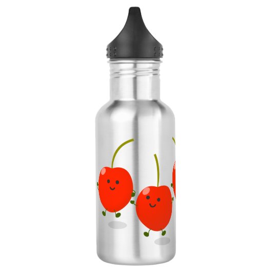 Cute springing red cherries cartoon illustratie waterfles  (Links)