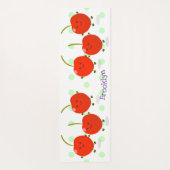 Cute springing red cherries cartoon illustratie yogamat (Achterkant)