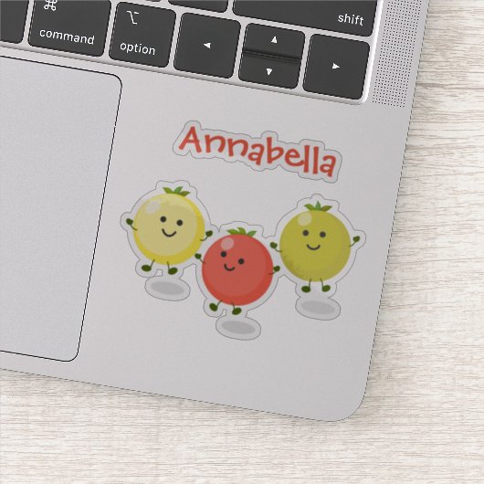 Cute springkerry tomaten cartoon illustratie sticker (Detail)