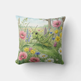 Cute sprinkhaan en bloemen kleine insecten  kussen