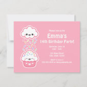 Cute Sprinking Cloud Birthday Party Invitations Kaart (Voorkant)