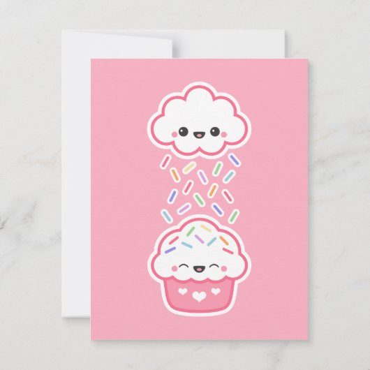 Cute Sprinking Cloud Birthday Party Invitations Kaart (Achterkant)