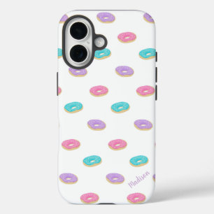 Cute Sprinkle Donuts Pattern Gepersonaliseerd iPhone 16 Hoesje