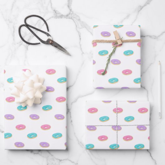 Cute Sprinkle Donuts Pattern Inpakpapier Vel (Voorkant)