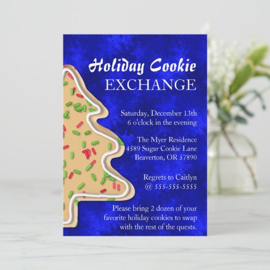 Cute Sprinkle Sugar Cookie Exchange Holiday nodigt Kaart (Staand voorkant)