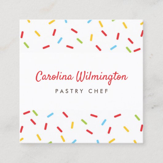 Cute Sprinkles Bakery Dessert Catering Pastry Chef Vierkante Visitekaartje (Voorkant)