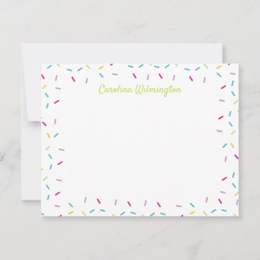 Cute Sprinkles Girly Lime Green Stationery Notitiekaartje (Voorkant)