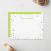Cute Sprinkles Girly Lime Green Stationery Notitiekaartje (Voorkant / Achterkant in situ)