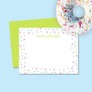 Cute Sprinkles Girly Lime Green Stationery Notitiekaartje