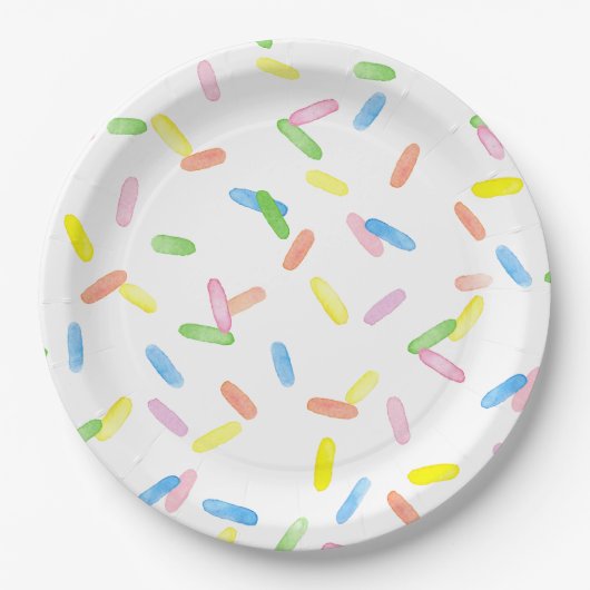 Cute sprinkles kleurig regenboogfeest papieren bordje (Voorkant)