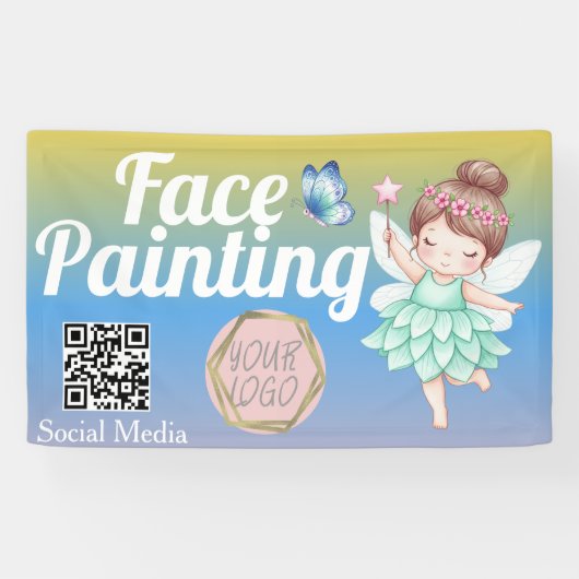 Cute Sprookjesachtige Gezichtsschilder Kunstenaar  Spandoek (Horizontaal)