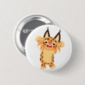 Cute Spunky Cartoon Bobcat Button Badge (Voorkant /achterkant)