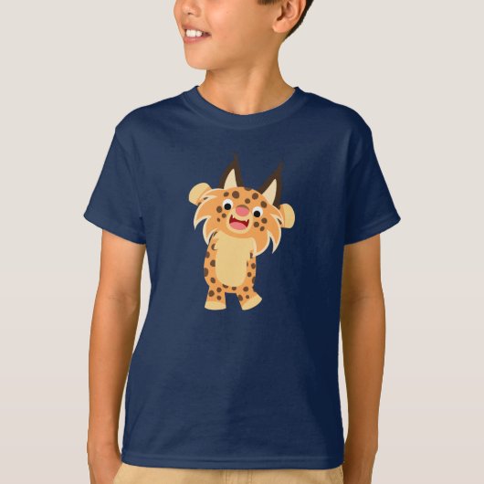 Cute Spunky Cartoon Bobcat Children T-Shirt (Voorkant)