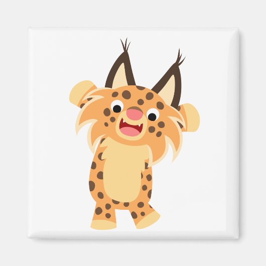 Cute Spunky Cartoon Bobcat Magnet (Voorkant)