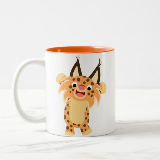 Cute Spunky Cartoon Bobcat Mok (Links)