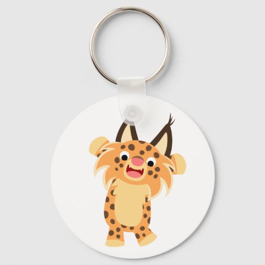 Cute Spunky Cartoon Bobcat Sleutelhanger (Voorkant)