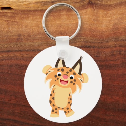 Cute Spunky Cartoon Bobcat Sleutelhanger (Voorkant)