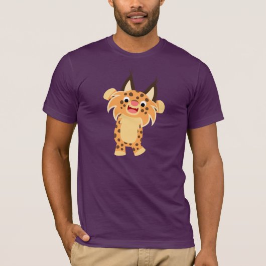Cute Spunky Cartoon Bobcat T-Shirt (Voorkant)