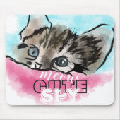 "CUTE SPY" | Funny Cute Kitten Pink Blue Muismat (Voorkant)