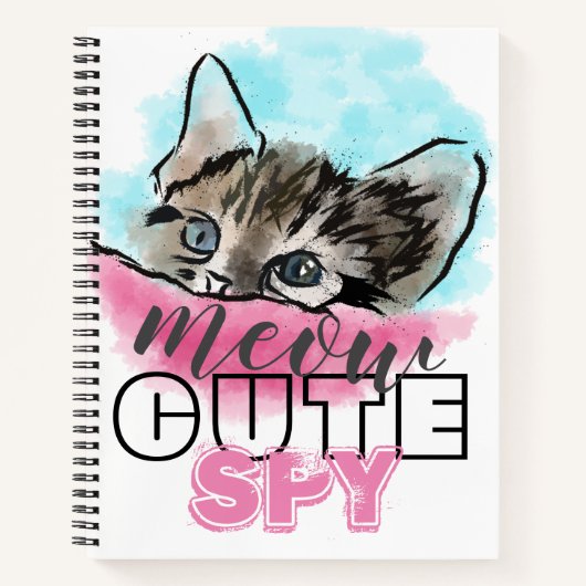"CUTE SPY" | Funny Cute Kitten Pink Blue Notitieboek (Voorkant)