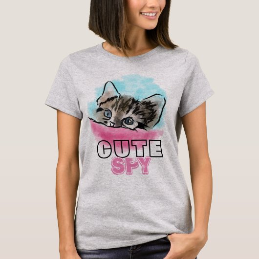 "CUTE SPY" | Funny Cute Kitten T-shirt (Voorkant)