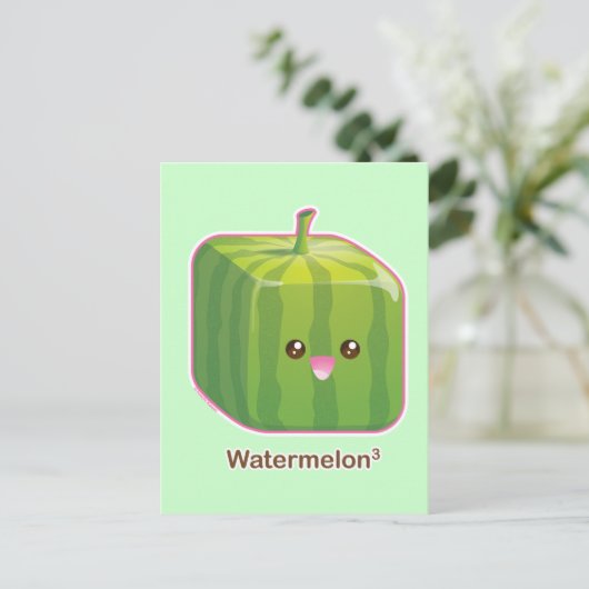 Cute Square Watermelon Briefkaart (Staand voorkant)