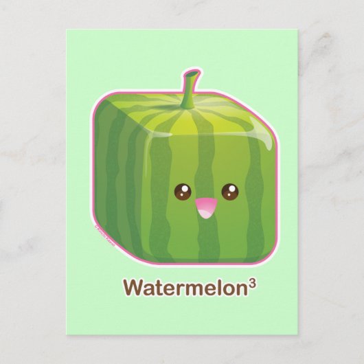 Cute Square Watermelon Briefkaart (Voorkant)