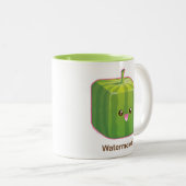 Cute Square Watermelon Tweekleurige Koffiemok (Voorkant rechts)