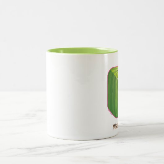 Cute Square Watermelon Tweekleurige Koffiemok (Center)