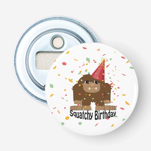 Cute Squatchy Birthday Bigfoot Button Flesopener (Voorkant)