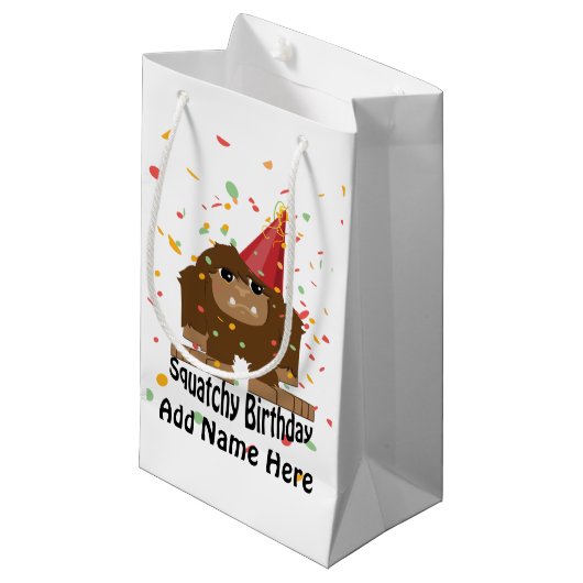 Cute Squatchy Birthday Bigfoot Klein Cadeauzakje (Voorkant Gekanteld)