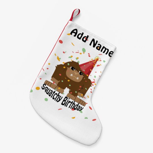 Cute Squatchy Birthday Bigfoot Kleine Kerstsok (Voorkant (Hangend))