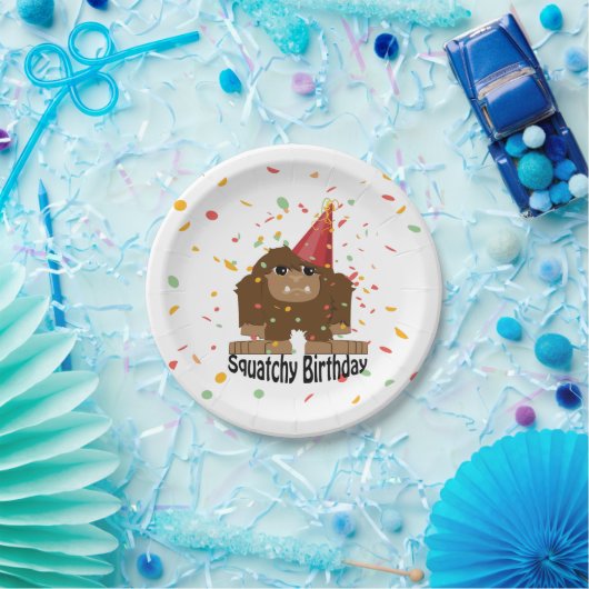 Cute Squatchy Birthday Bigfoot Papieren Bordje (Feest)