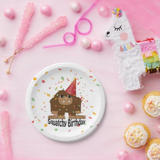 Cute Squatchy Birthday Bigfoot Papieren Bordje (Feest)