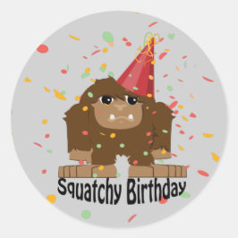 Cute Squatchy Birthday Bigfoot Ronde Sticker